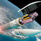 Conceptual image showing the Webb Space Telescope during launch.